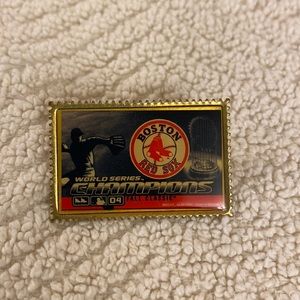 Vintage 2004 Boston Red Sox MLB World Series Champions Red Black Pin GUC